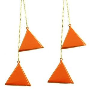 7 inch double triangle drop earrings
